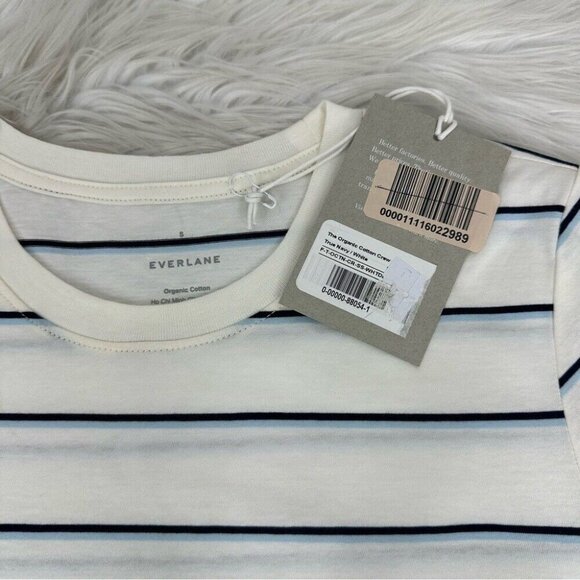 Everlane Women's NWT White Blue Striped The Organic Cotton Crew Neck Tee S/C34 - Picture 7 of 13